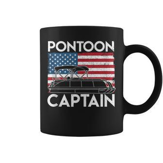 Patriotic Pontoon Captain Us American Flag Funny Boat Owner Coffee Mug - Seseable