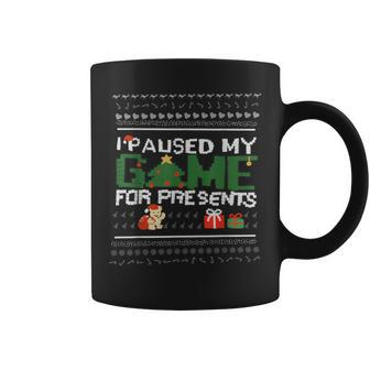 Paused My Game For Presents Ugly Sweater Christmas Coffee Mug - Seseable