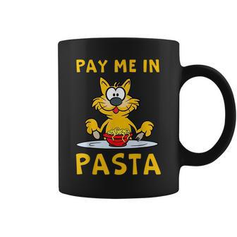 Pay Me In Pasta Spaghetti Italian Pasta Lover Cat Coffee Mug | Mazezy
