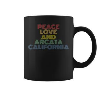 Peace Love Arcata California Rock And Roll 70S Coffee Mug | Mazezy