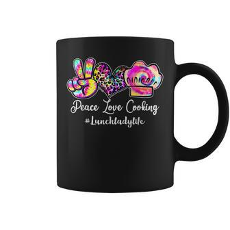 Peace Love Cooking Lunch Lady Life Tie Dye Lunch Lady Coffee Mug - Monsterry