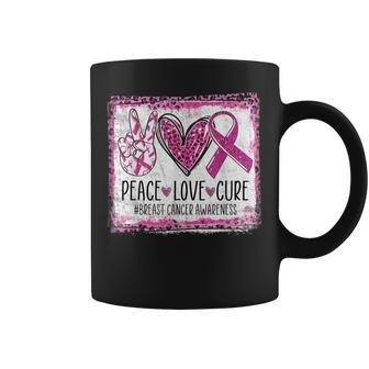 Peace Love Cure Pink Ribbon Cancer Breast Cancer Awareness Coffee Mug - Monsterry DE