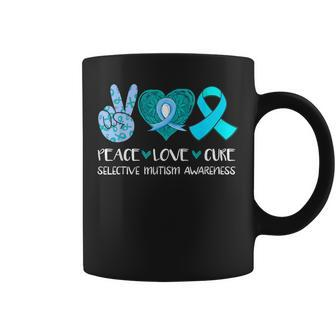 Peace Love Cure Selective Mutism Awareness Teal Ribbon Hope Coffee Mug