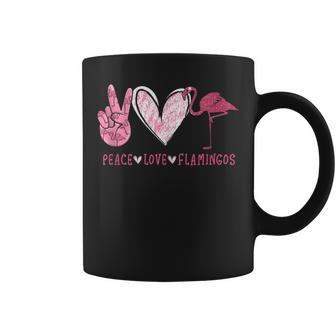 Peace Love Flamingos Funny Hand Sign Heart Flamingo Lovers Flamingo Funny Gifts Coffee Mug | Mazezy