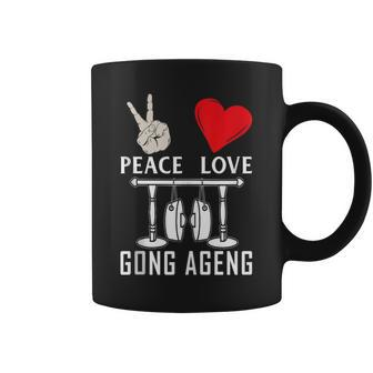 Peace Love Gong Ageng Indonesian Instrument Music Coffee Mug | Mazezy UK