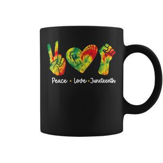 Peace Love Junenth Black History Month Tie Dye Coffee Mug | Mazezy