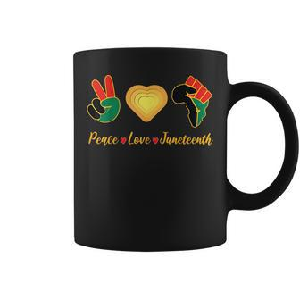 Peace Love Junenth Pride Black Girl And King Pride Month Funny Designs Funny Gifts Coffee Mug | Mazezy