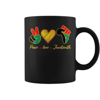Peace Love Junenth Pride Black Girl Black Queen & King Pride Month Funny Designs Funny Gifts Coffee Mug | Mazezy