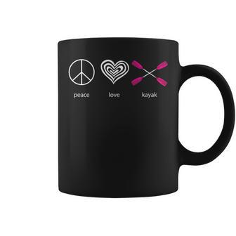 Peace Love Kayak Funny Water Sport Coffee Mug | Mazezy