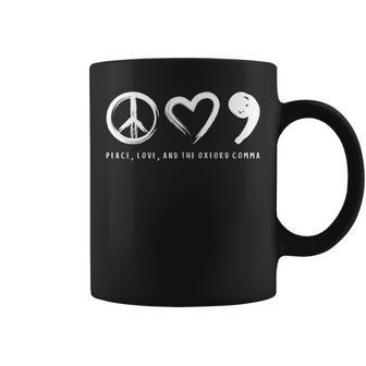 Peace Love And The Oxford Comma Coffee Mug - Seseable