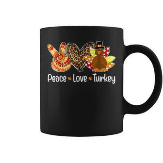 Peace Love Turkey Pumpkin Gobble Turkey Thanksgiving Coffee Mug - Monsterry DE