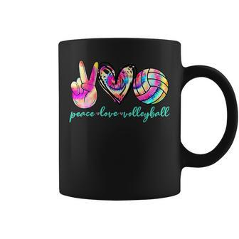 Peace Love Volleyball Player Tie Dye Style Women N Girls Coffee Mug | Mazezy