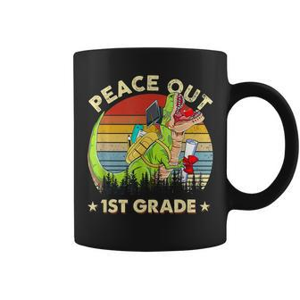 Peace Out 1St Grade Dinosaur T Rex Graduation End Of Year Coffee Mug | Mazezy