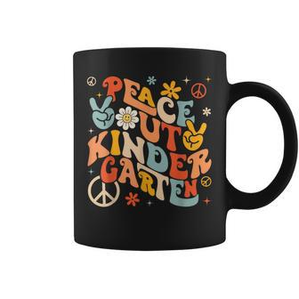 Peace Out Kindergarten Retro Teacher Kids Last Day Of School Coffee Mug - Thegiftio UK