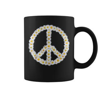 Peace Sign Daisies Retro Floral Hippie Daisy Lover Coffee Mug - Thegiftio UK