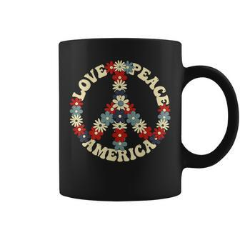 Peace Sign Love Peace America 70S Hippie Patriotic Coffee Mug | Mazezy