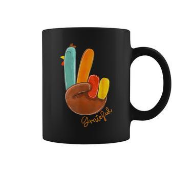 Peace Sign Turkey Hand Cool Thanksgiving Hippie Coffee Mug - Monsterry AU