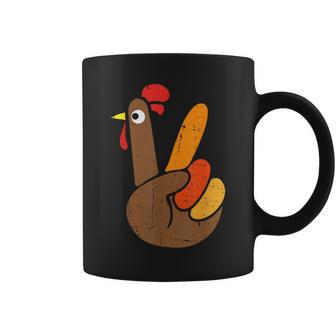 Peace Sign Turkey Hand Thanksgiving Coffee Mug | Mazezy