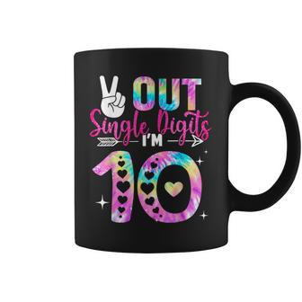 Peace Out Single Digits Im 10 Digits Tie Dye Birthday Girls Funny Birthday Gifts Coffee Mug | Mazezy