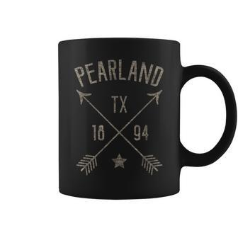 Pearland Tx Distressed Boho Style Arrows Home City Coffee Mug | Mazezy
