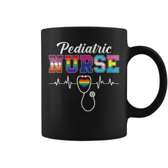 Pediatric Nurse Lgbtq Pride Rainbow Flag Registered Nurse Rn Coffee Mug | Mazezy