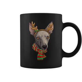 Peruvian Inca Orchid Dog Christmas Reindeer Santa Hat Coffee Mug | Mazezy