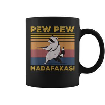 Pew Pew Madafakas Raccoon Lover Vintage Retro Coffee Mug | Mazezy