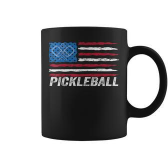 Pickleball Lover Pickle Ball Patriotic Us Flag Pickleball Coffee Mug - Seseable