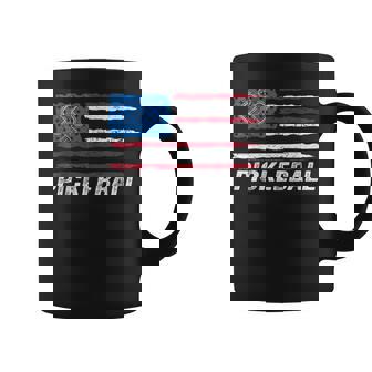 Pickleball Lover Pickle Ball Patriotic Us Flag Pickleball Coffee Mug - Seseable
