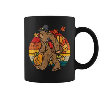 Pilgrim Bigfoot Turkey Retro Thanksgiving Sasquatch Men Coffee Mug - Thegiftio UK