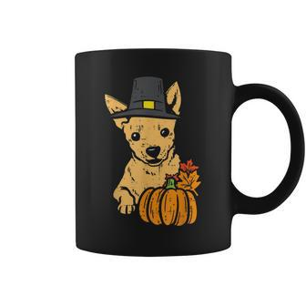 Pilgrim Chihuahua Pumpkin Thanksgiving Fall Halloween Dog Halloween Coffee Mug | Mazezy