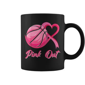 Pink Out Basketball Breast Cancer Awareness Pink Ribbon Coffee Mug | Mazezy