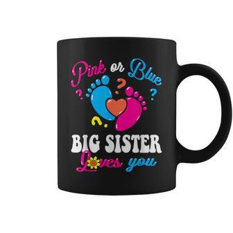 Pink Or Blue Big Sister Loves You Baby Gender Reveal Party Coffee Mug - Monsterry AU