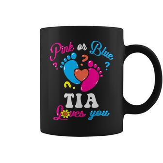 Pink Or Blue Tia Loves You Baby Gender Reveal Party Auntie Coffee Mug - Seseable