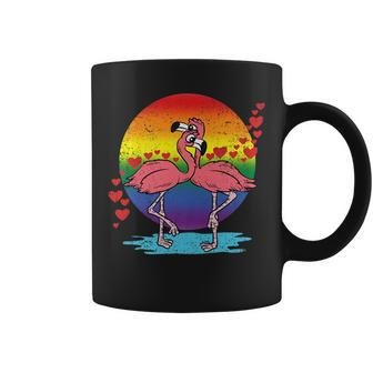 Pink Flamingo Gay Pride Flag Lgbt-Q Rainbow Moon Animal Coffee Mug | Mazezy