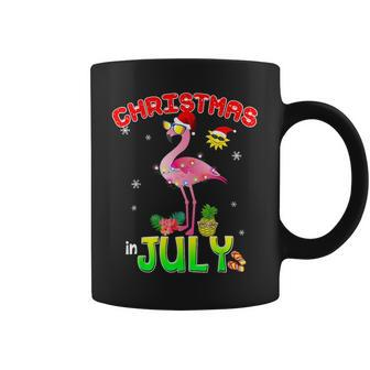 Pink Flamingo In Santa Hat Christmas In July Girl Flamingo Funny Gifts Coffee Mug | Mazezy