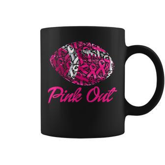 Pink Out Football Pink Ribbon Fight Breast Cancer Awareness Coffee Mug | Mazezy