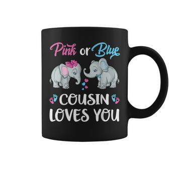 Pink Or Blue Cousin Loves You Elephants Gender Reveal Family Coffee Mug - Thegiftio UK