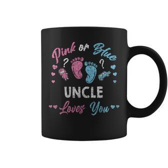 Pink Or Blue Uncle Loves You Gender Reveal Vintage Coffee Mug - Seseable