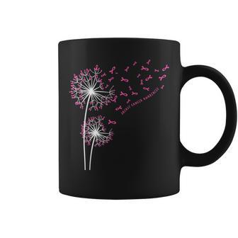 Pink Ribbon Dandelion Hope Love Breast Cancer Awareness Coffee Mug - Monsterry CA