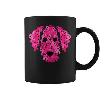 Pink Ribbon Dog Inspirational Breast Cancer Awareness Coffee Mug - Seseable