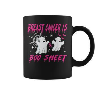 Pink Ribbon Halloween Breast Cancer Warrior Is Boo Sheet Coffee Mug - Monsterry AU