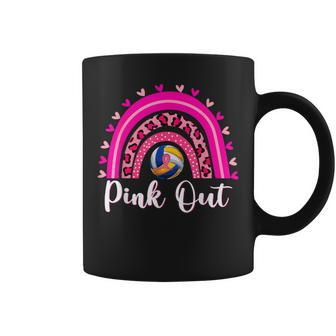Pink Out Volleyball Lover Rainbow Breast Cancer Awareness Coffee Mug - Thegiftio UK
