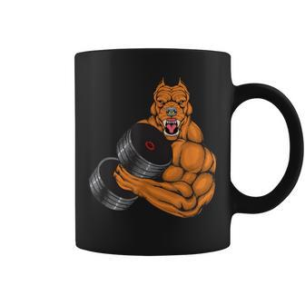 Pit Bull Gym Fitness Weightlifting Deadlift Bodybuilding Coffee Mug | Mazezy