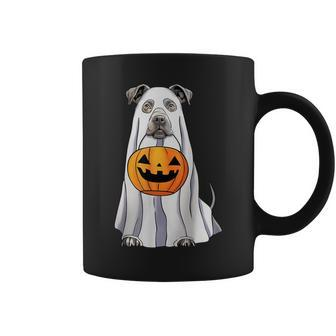 Pitbull Dog Trick Or Treat Dressed As Ghost Halloween Coffee Mug - Monsterry CA