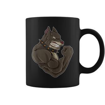 Pitbull At The Gym Muscle Fitness Training Coffee Mug | Mazezy