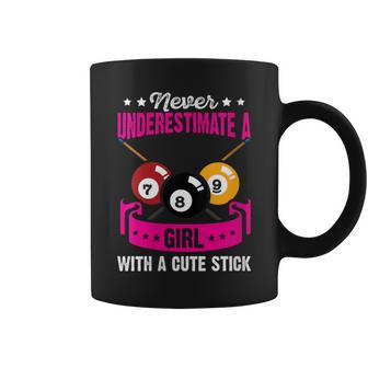 Pool Never Underestimate A Girl With A Cute Stick Billiard Coffee Mug - Thegiftio UK