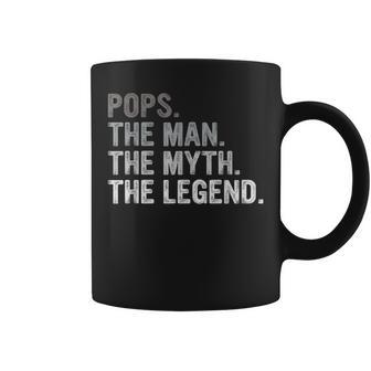Pops The Man The Myth The Legend Fathers Day Gift Grandpa Coffee Mug - Seseable