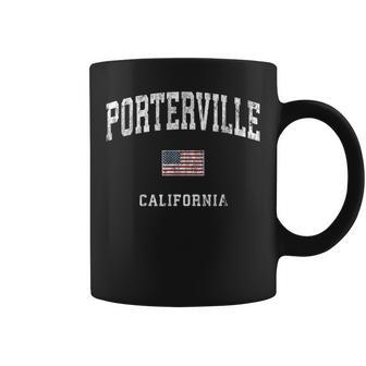 Porterville California Ca Vintage American Flag Sports Coffee Mug | Mazezy