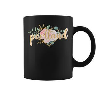 Portland Floral Heart Pink Watercolor Roses Coffee Mug | Mazezy